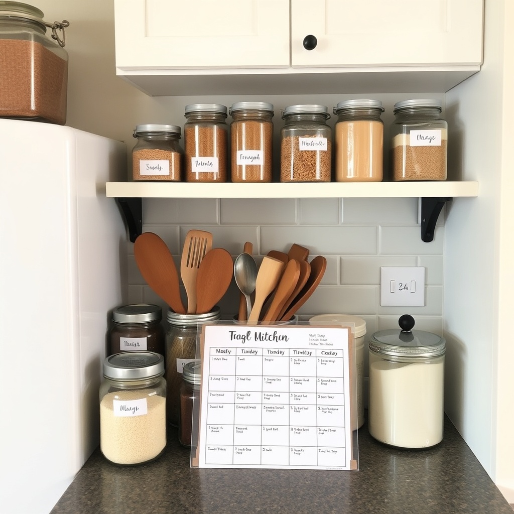 Tidy kitchen with meal plan